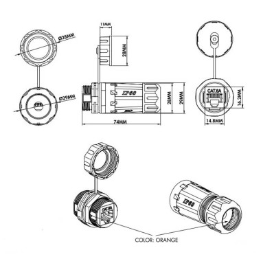 Logilink NP0084 - Acoplador largo RJ45 Cat.6A apantallado para exterior, IP68