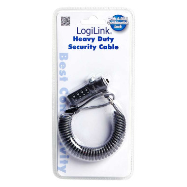 Logilink NBS004 - Cable rizado antirrobo portatil con combinacion 4 cifras, Negro