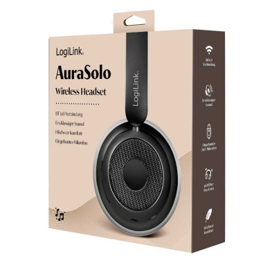 Logilink BT0072 - Auriculares Bluetooth 6.0 AuraSolo, batería recargable, ANC, Ø40 mm, negro