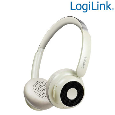 Logilink BT0072S - Auriculares Bluetooth 6.0 AuraSolo, batería recargable, ANC, Ø40 mm, marrón
