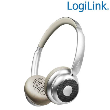 Logilink BT0072R - Auriculares Bluetooth 6.0 AuraSolo, batería recargable, ANC, Ø40 mm, plata
