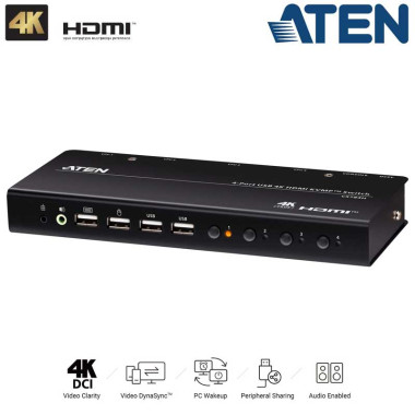 Aten CS784H - KVM de 4 Puertos USB  HDMI 4K