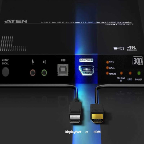 Aten CS980 - Extensor KVM óptico USB 4K real DP/HDMI (True 4K hasta 300 m)