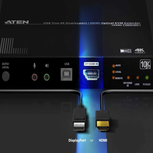 Aten CE990 - Extensor KVM óptico USB 4K real DP/HDMI (True 4K hasta 10km)