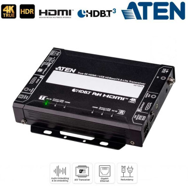 Aten VE1833 - Transceptor HDMI / USB HDBaseT 3.0 Lite con PoH (4K real hasta 40 m)