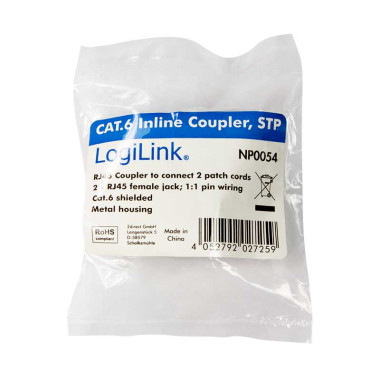 Logilink NP0054 Acoplador Cat.6 RJ45 STP H-H 8/8 1:1 | Marlex Conexion