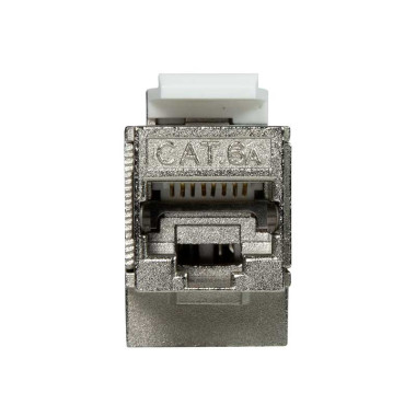 Logilink NK4025 - Acoplador en línea Keystone Cat.6A STP, en ángulo de 90°, carcasa metálica