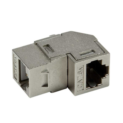 Logilink NK4025 - Acoplador en línea Keystone Cat.6A STP, en ángulo de 90°, carcasa metálica