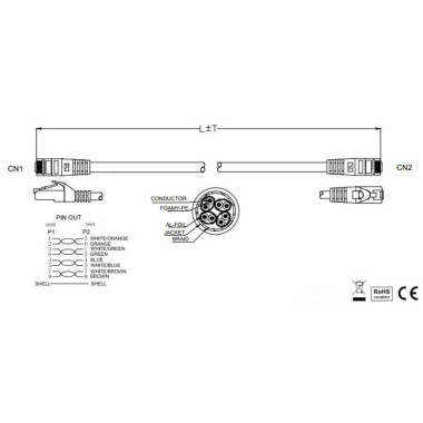 Logilink CQ2023X - 1m Latiguillo RJ45 Cat. 6 S/FTP COBRE PIMF LSZH CROSSOVER Gris