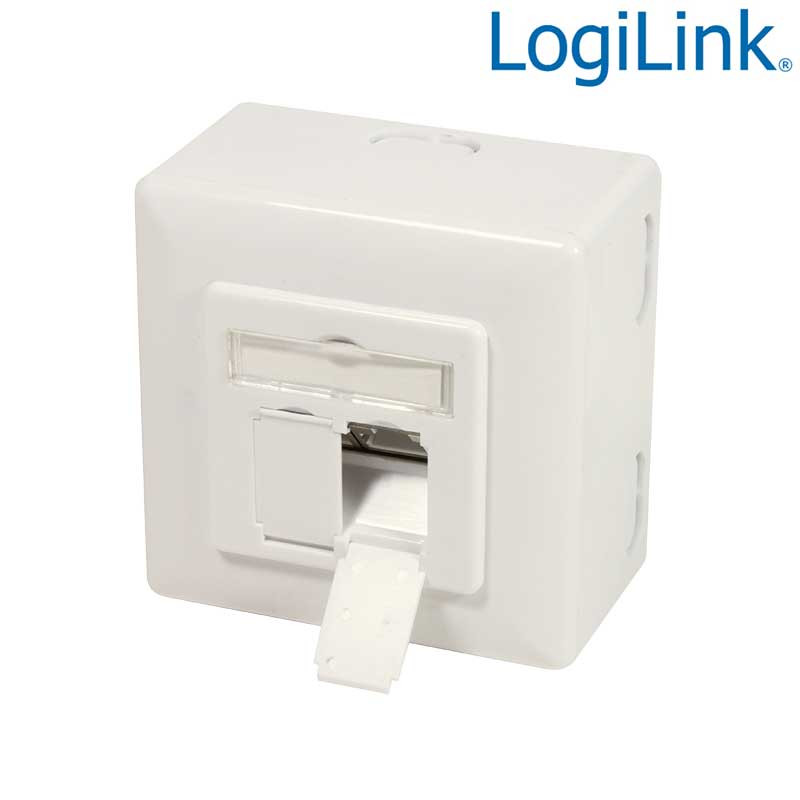 Logilink NP0124 - Roseta 2 RJ45 Cat.6A STP Superficie/Empotrar, Blanco puro