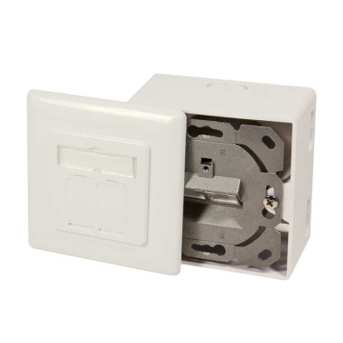 Logilink NP0124 - Roseta 2 RJ45 Cat.6A STP Superficie/Empotrar, Blanco puro