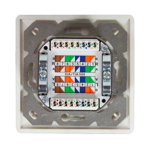 Logilink NP0124 - Roseta 2 RJ45 Cat.6A STP Superficie/Empotrar, Blanco puro