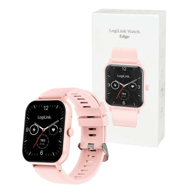 Logilink SW0001P - Reloj inteligente "Edge", pantalla táctil LCD de 1,83", BT 5.2, IP68, Rosa