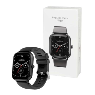 Logilink SW0001B - Reloj inteligente "Edge", pantalla táctil LCD de 1,83", BT 5.2, IP68, Negro