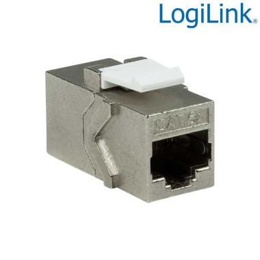 Logilink NK4017 - Acoplador en línea Keystone Cat.6A STP, tipo delgado, carcasa de zinc fundido