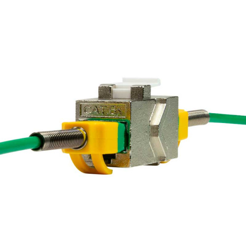 Logilink NK4017 - Acoplador en línea Keystone Cat.6A STP, tipo delgado, carcasa de zinc fundido