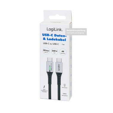 Logilink CU0443 - 1,5m Cable USB 3.2 (Gen 2x2) Tipo C Macho-Macho, Negro, 20 Gbps, 240 W