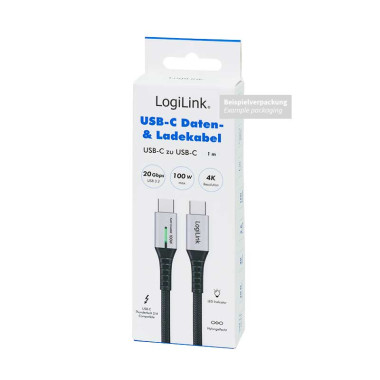Logilink CU0434 - 2m Cable USB 3.2 (Gen 2x2) Tipo C Macho-Macho, Negro, 20 Gbps, 100 W