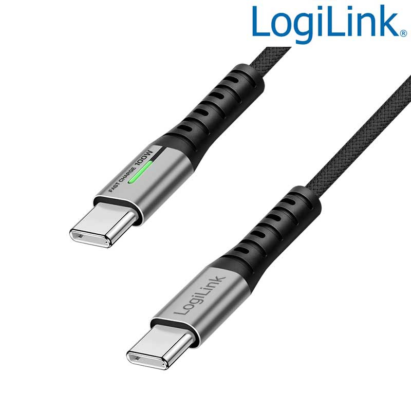 Logilink CU0433 - 1,5m Cable USB 3.2 (Gen 2x2) Tipo C Macho-Macho, Negro, 20 Gbps, 100 W