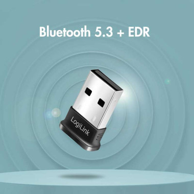 Logilink BT0066 - Adaptador Bluetooth 5.3, USB-A, alcance de hasta 20 m, con LED