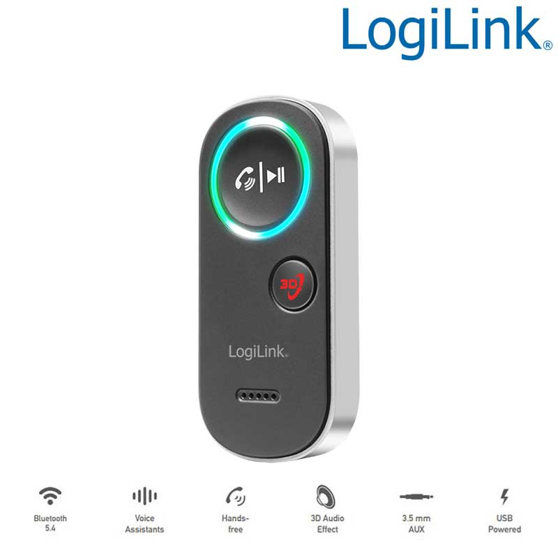 LogiLink BT0068 - Receptor de audio Bluetooth 5.4 con micrófono incorporado