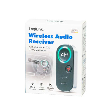 LogiLink BT0068 - Receptor de audio Bluetooth 5.4 con micrófono incorporado