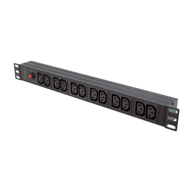 Logilink PDU12A1 - Regleta de alimentación Rack 19" de 12 :C13 , Protegida, cable conexión C14