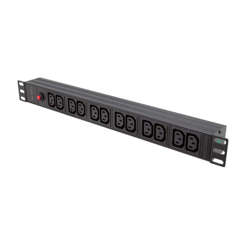 Logilink PDU12A1 - Regleta de alimentación Rack 19" de 12 :C13 , Protegida, cable conexión C14