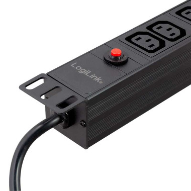 Logilink PDU12A1 - Regleta de alimentación Rack 19" de 12 :C13 , Protegida, cable conexión C14
