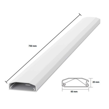 LogiLink KAB0112 - Canaleta para cables 750 x 60 x 20mm, color blanco, PVC