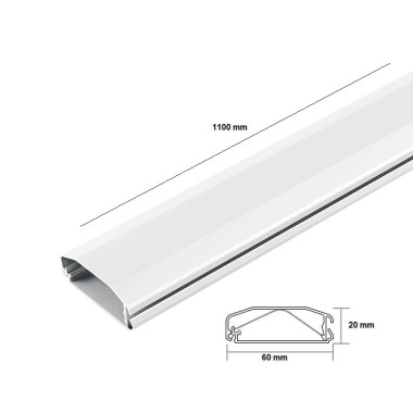 LogiLink KAB0113 - Canaleta para cables 1100 x 60 x 20mm, Cierre abatible, color blanco, Aluminio