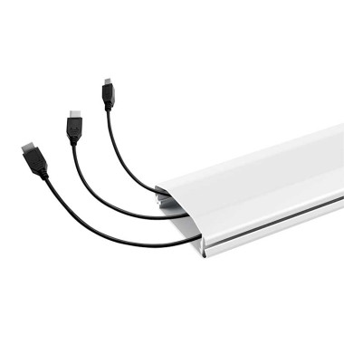 LogiLink KAB0113 - Canaleta para cables 1100 x 60 x 20mm, Cierre abatible, color blanco, Aluminio