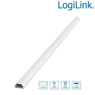 LogiLink KAB0114 - Canaleta para cables 1100 x 33 x 18mm, color blanco, Aluminio