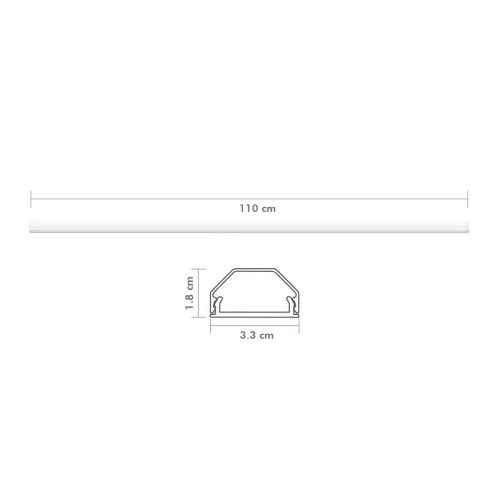 LogiLink KAB0114 - Canaleta para cables 1100 x 33 x 18mm, color blanco, Aluminio
