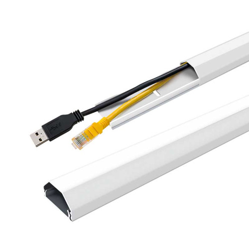 LogiLink KAB0114 - Canaleta para cables 1100 x 33 x 18mm, color blanco, Aluminio