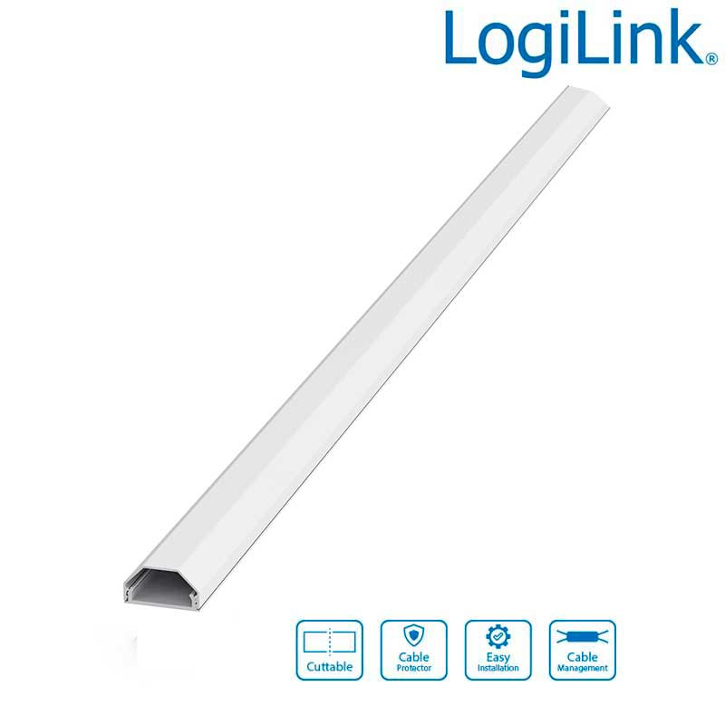 LogiLink KAB0115 - Canaleta para cables 750 x 33 x 18mm, color blanco, Aluminio