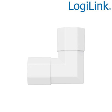 LogiLink KAB0116 - Junta de canaleta para cables de 90°, ABS, 33x33x18mm, blanco