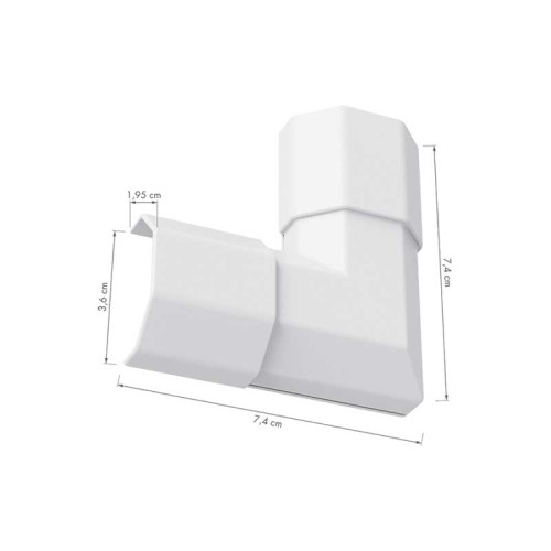 LogiLink KAB0116 - Junta de canaleta para cables de 90°, ABS, 33x33x18mm, blanco