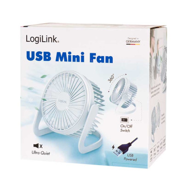 LogiLink UA0402 - Ventilador de escritorio USB, 12,7 cm, 30 dB, blanco
