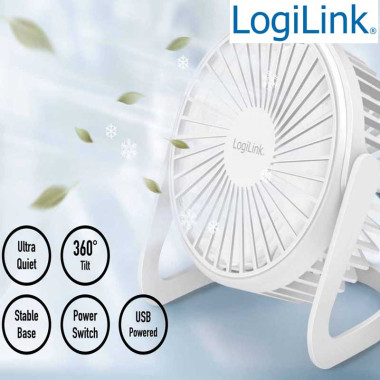 LogiLink UA0403 - Ventilador de escritorio USB, 15,24 cm, 40 dB, blanco