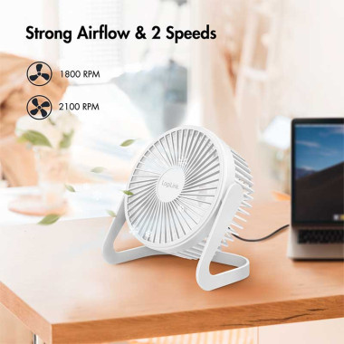 LogiLink UA0403 - Ventilador de escritorio USB, 15,24 cm, 40 dB, blanco