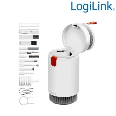 LogiLink RP0025 - Kit de limpieza 20 en 1 para auriculares, teclados, cámaras, teléfonos, pantallas
