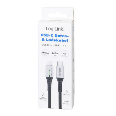 Logilink CU0442 - 1m Cable USB 3.2 (Gen 2x2) Tipo C Macho-Macho, Negro, 20 Gbps, 240 W