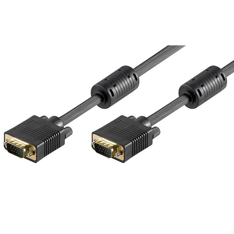 15m Cable SVGA con Ferrita Macho-Macho Negro | Marlex Conexion
