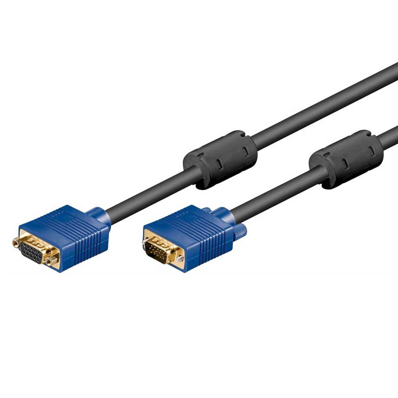 3m Cable FULL HD SVGA + Ferrita, Macho-Hembra Negro (15pins)