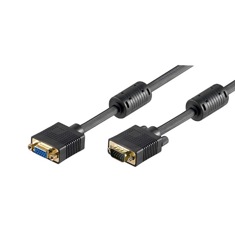 3m Cable FULL HD SVGA + Ferrita, Macho-Hembra Negro (15pins)