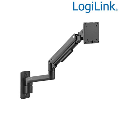 LogiLink BP0169 - Soporte monitor de Pared, muelle de gas, pantallas planas y curvas, aluminio, 50 kg