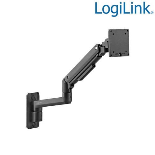 LogiLink BP0169 - Soporte monitor de Pared, muelle de gas, pantallas planas y curvas, aluminio, 50 kg