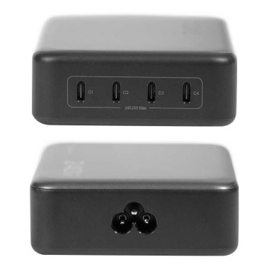 LogiLink PA0353 - Cargador USB-C de 4 puertos, 240 W, GaN, PD 3.1, negro