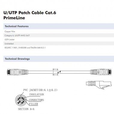 Logilink CQ2016U - Cable de red Cat. 6 U/UTP Cobre LSHZ Azul de 0.25m